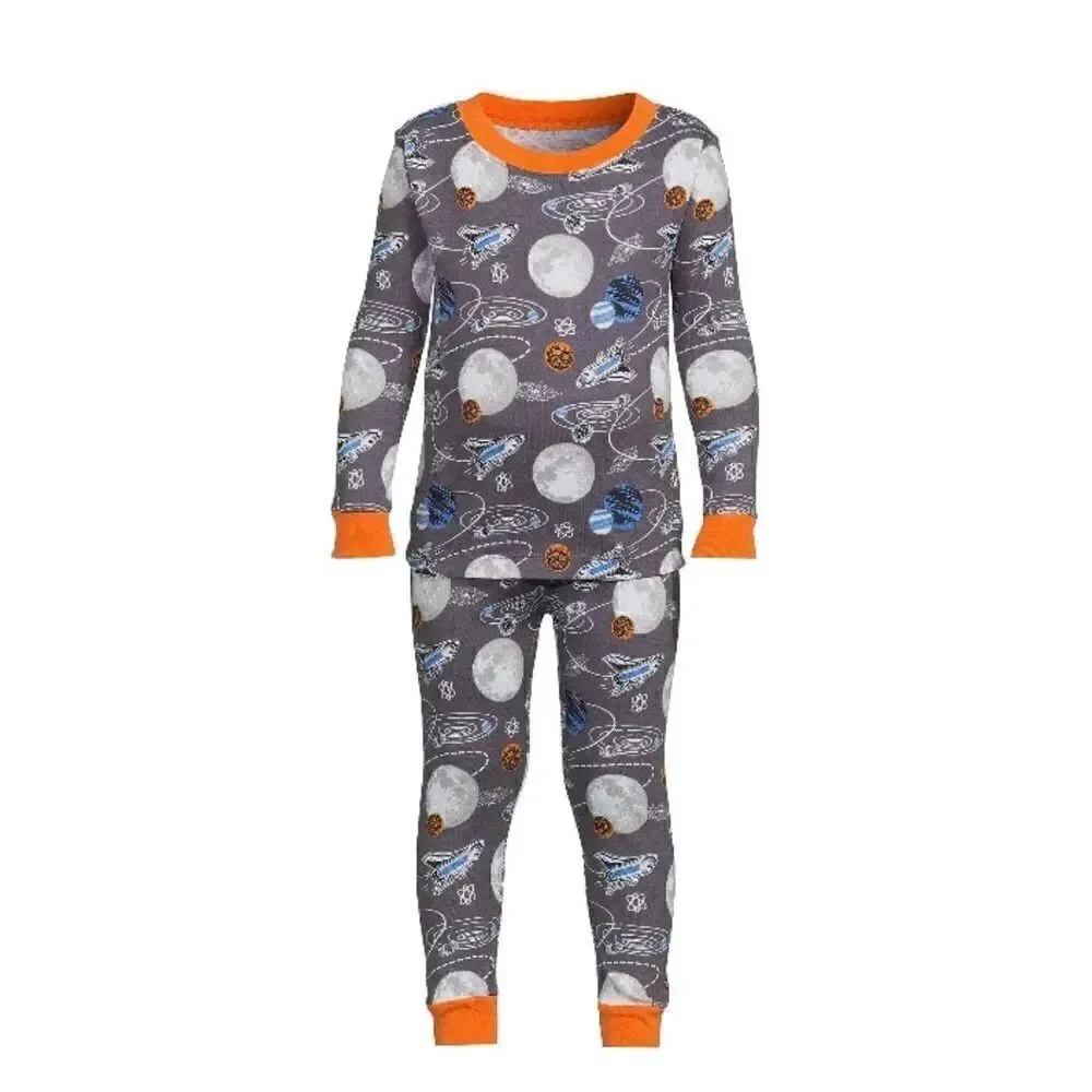 Dinosaur & Spaceship Cotton Long Sleeve Tight Fit Pajamas 2, 2-Pc Sets Size 12 M